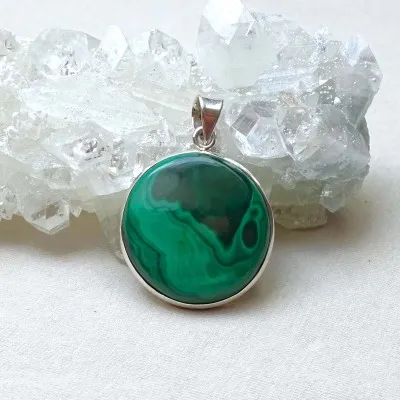Malachite pendant in silver 16g, Congo