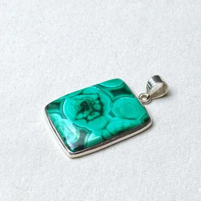 Malachit-Anhänger in Silber 14,2g, Kongo
