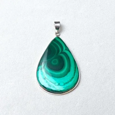 Malachite pendant in silver 25.5g, Congo