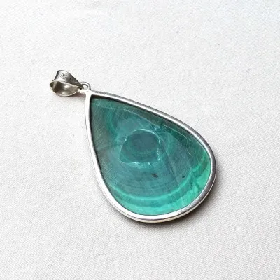 Malachit-Anhänger in Silber 25,5g, Kongo
