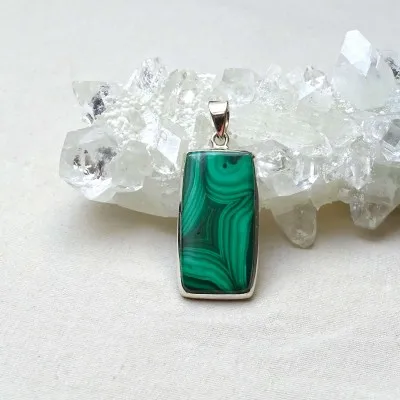 Malachite pendant in silver 12.4g, Congo