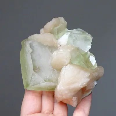 Apophyllitgrüner Kristall, Stilbit 382g, Indien