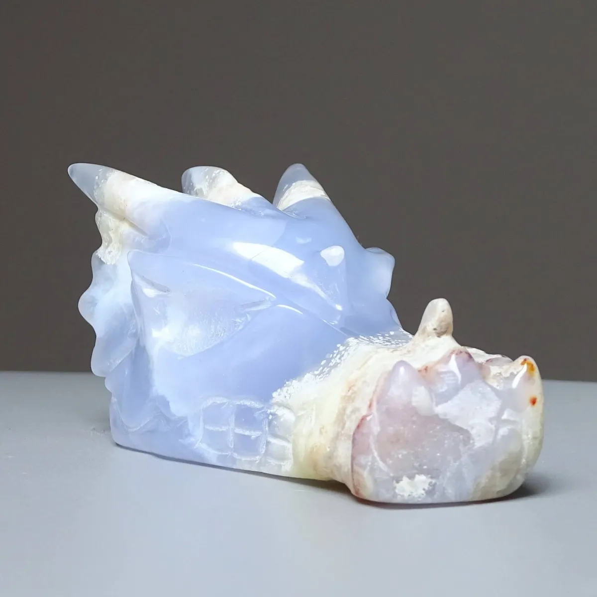 Natürlicher blauer Chalcedon - Drachenkopf 160g, Türkei
