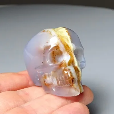 Natürlicher blauer Chalcedon - Totenkopf 64g, Türkei