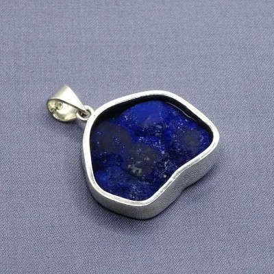 Azurite natural druse pendant in silver 17.4g, Russia