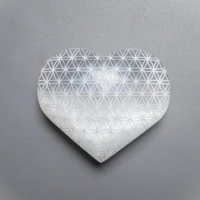Selenite heart with flower of life 187g, Morocco
