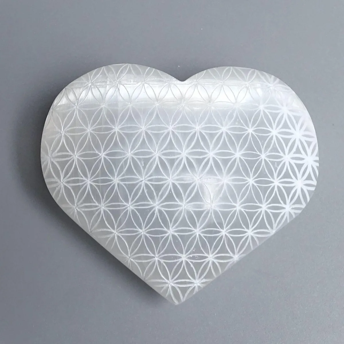 Selenite heart with flower of life 187g, Morocco