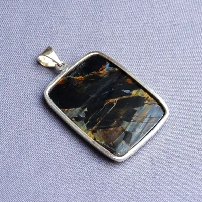 Pietersit natürlicher Mineralanhänger in Silber 19,4g, Namibia