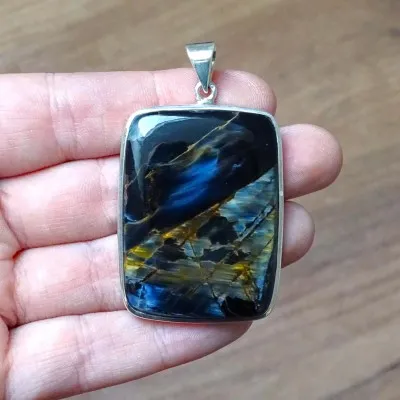Pietersit natürlicher Mineralanhänger in Silber 19,4g, Namibia