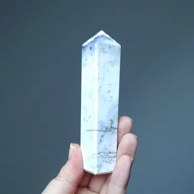 Dendritic opal (merlinite) obelisk 118g, Madagascar
