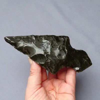Golden obsidian handmade flint spear point 109g, Mexico