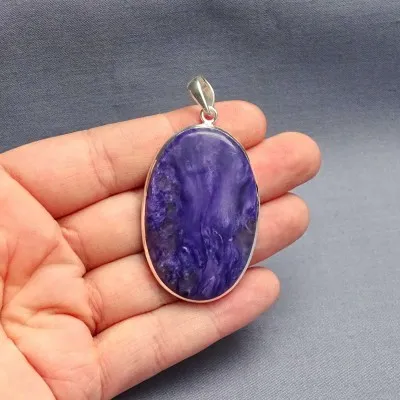 Charoite pendant in silver 15.8g, Yakutsk Russia