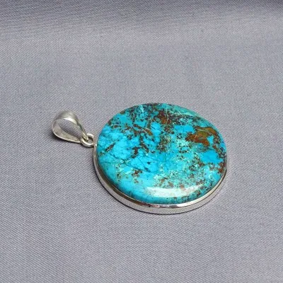 Azurite with malachite pendant in silver 20.8g, Congo