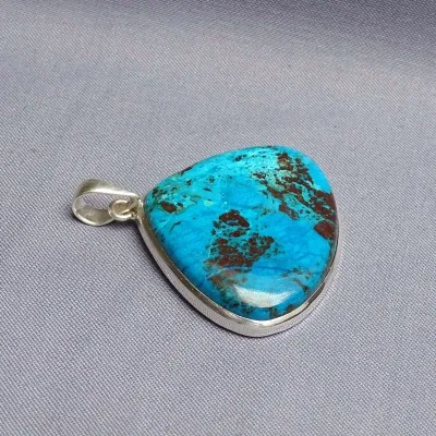 Chrysokoll mit Malachit-Anhänger in 20,4g Silber, Kongo