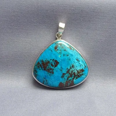 Chrysocolla with malachite pendant in 20,4g silver, Congo