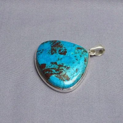 Chrysokoll mit Malachit-Anhänger in 20,4g Silber, Kongo