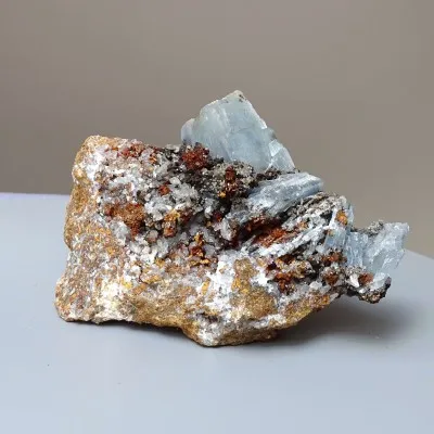 Barite blue natural mineral in rock 329g, Morocco