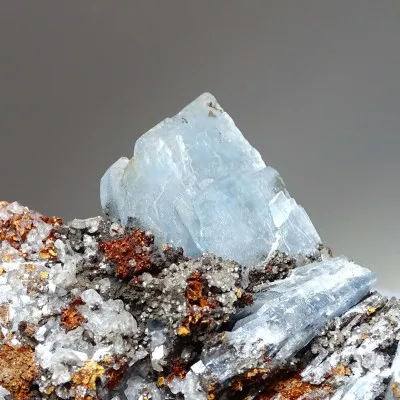 Barite blue natural mineral in rock 329g, Morocco