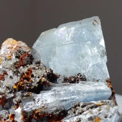Barite blue natural mineral in rock 329g, Morocco
