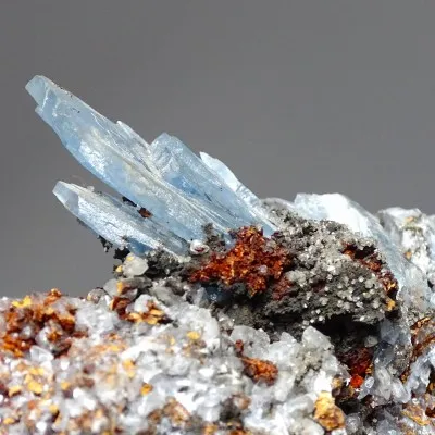 Barite blue natural mineral in rock 329g, Morocco