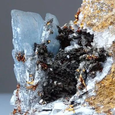 Barite blue natural mineral in rock 329g, Morocco