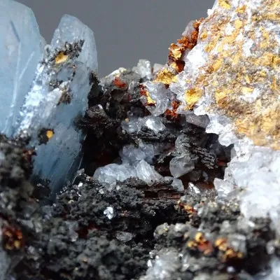 Barite blue natural mineral in rock 329g, Morocco