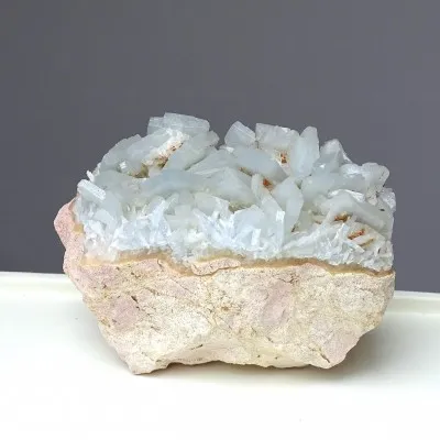 Barite blue natural mineral in rock 848g, Morocco