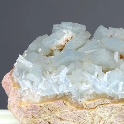 Barite blue natural mineral in rock 848g, Morocco