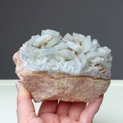 Barite blue natural mineral in rock 848g, Morocco