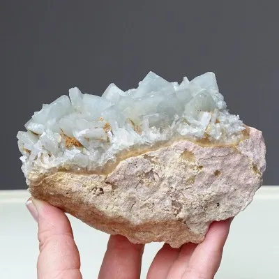 Barite blue natural mineral in rock 848g, Morocco