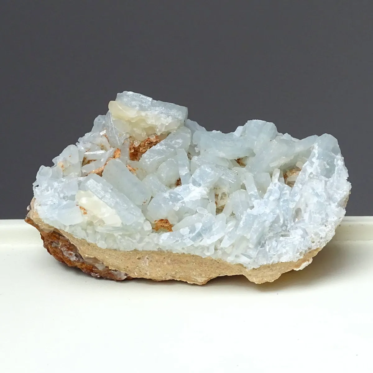 Barite blue natural mineral in rock 407g, Morocco
