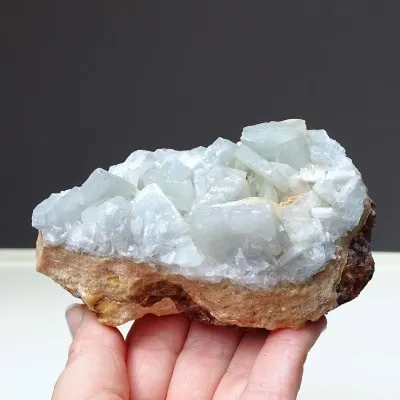 Barite blue natural mineral in rock 407g, Morocco