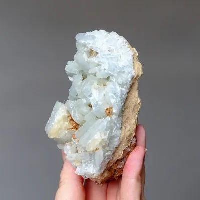 Barite blue natural mineral in rock 407g, Morocco