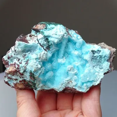 Chrysokoll mit fein kristallisiertem Quarz 238g, Kongo