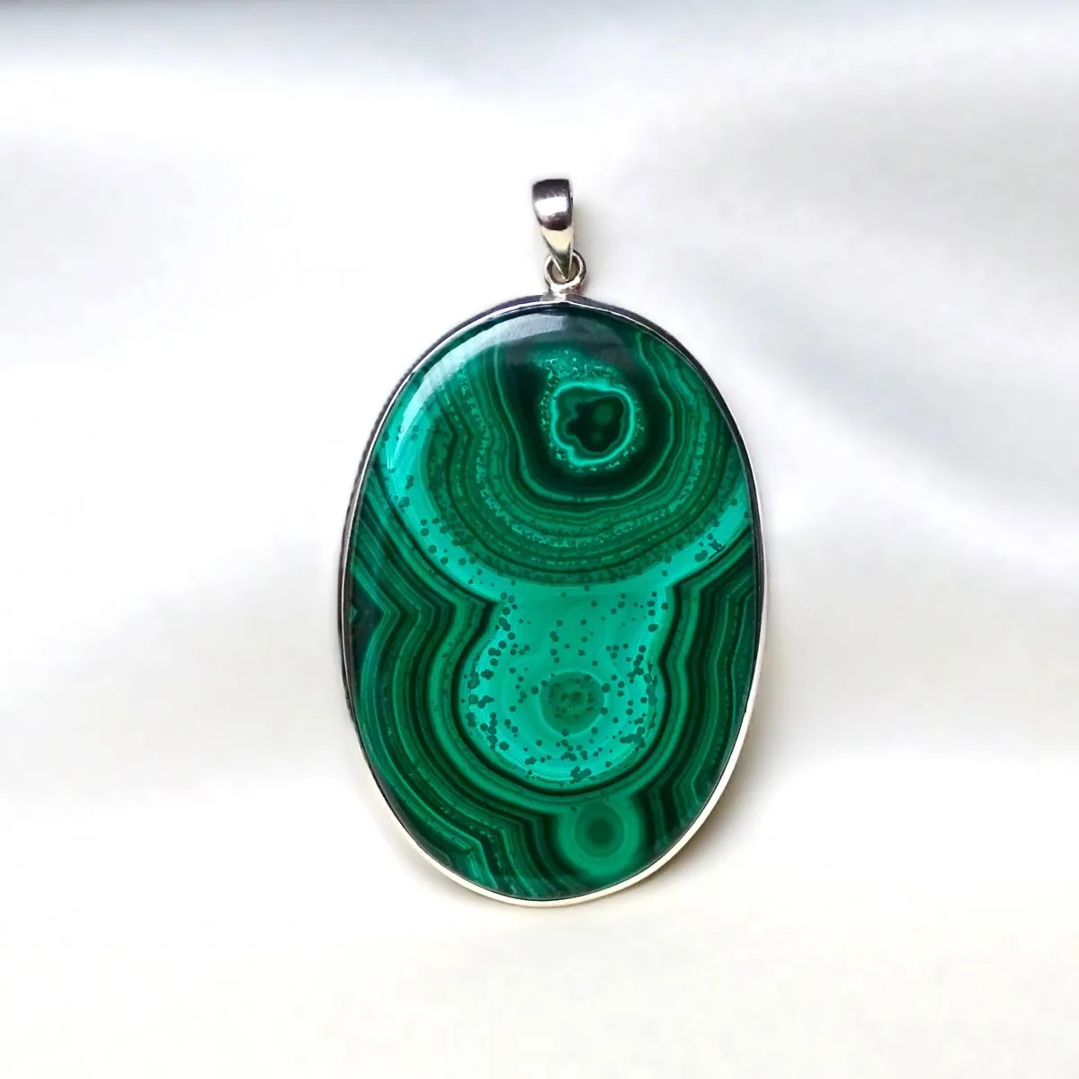 Malachite pendant in silver 37.7g, Congo
