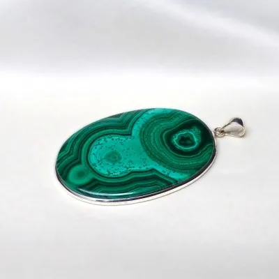 Malachite pendant in silver 37.7g, Congo