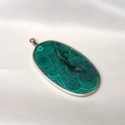 Malachite pendant in silver 47.6g, Congo