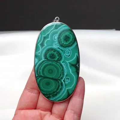 Malachite pendant in silver 47.6g, Congo