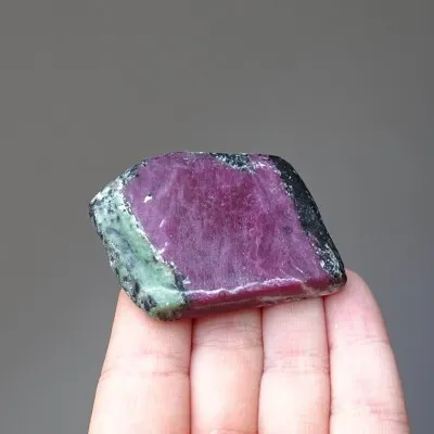 Ruby in zoisite polished plate 54g, Tanzania