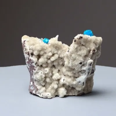 Pentagonit auf Stilbit, seltenes blaues Mineral, 163 g, Indien