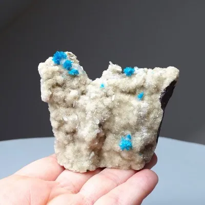 Pentagonit auf Stilbit, seltenes blaues Mineral, 163 g, Indien