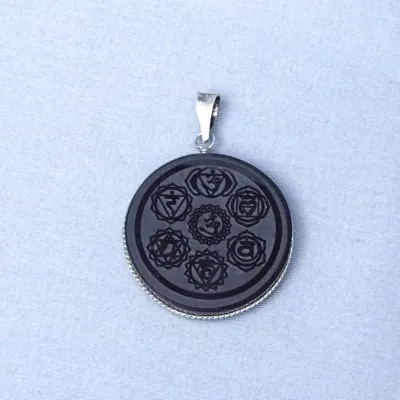 Obsidian shamanic amulet - pendant, Mexico (chakra symbol)