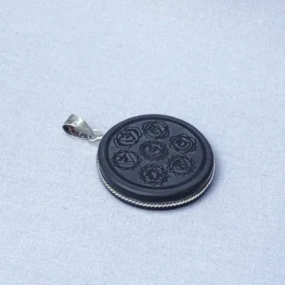 Obsidián šamanský amulet - přívěšek, Mexiko (symbol čaker)