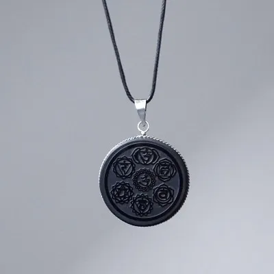 Obsidián šamanský amulet - přívěšek, Mexiko (symbol čaker)