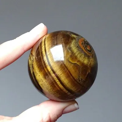 Polierte Tigeraugen-Mineralienkugel, 223g, Namibia | MINERALS-STONES