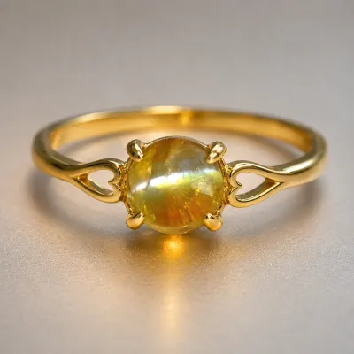The stone set in the ring is an illustrative photo.