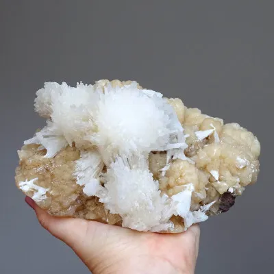 Scolecite on stilbite druse 1896g, India | Minerals-Stones