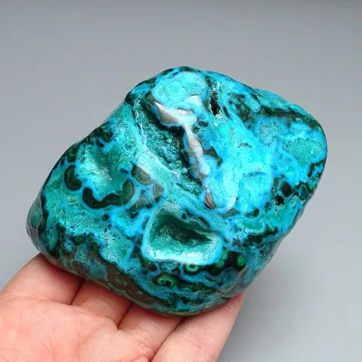 Malachit - chryzokol přírodní leštěný 373g, Kongo | MINERALS-STONES®