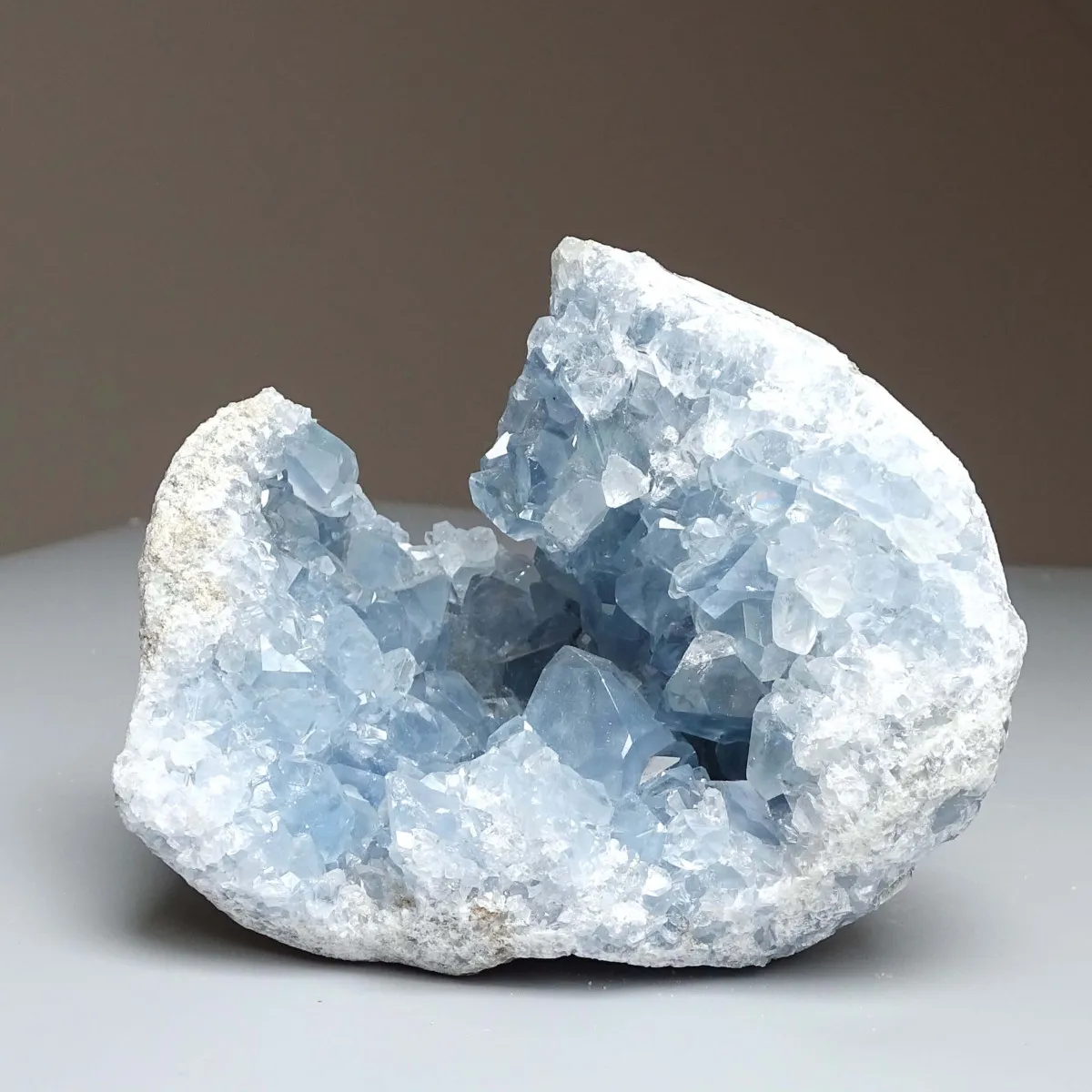 Celestine crystals druse 682g, Madagascar | Minerals-Stones